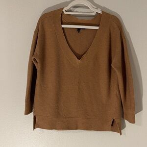 Cozy Tan V-Neck Sweater 3/4 sleeve